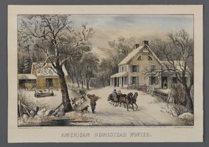 American Homestead in Winter, published by Currier & Ives, New York, 1868-69